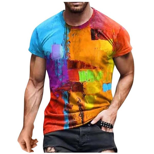 

men's t-shirts summer 2021 3d printed t-shirt casual print fashion o-neck hip hop short sleeve size 110-5xl blouse, White;black