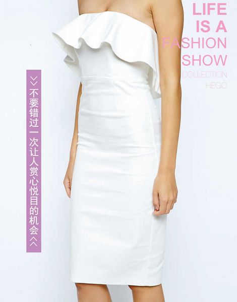 

luxury party evening dress 2021 summer breast wrapped lotus leaf one line bridmaid split slim wrap hip strapls, White;pink