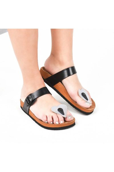 

slippers genuine leather black-gray women 's