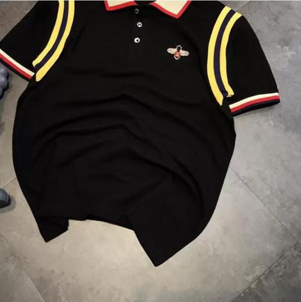 

mens luxury shirt bees decorated short sleeve branded shirt for male 2018 designer striped tees, White;black