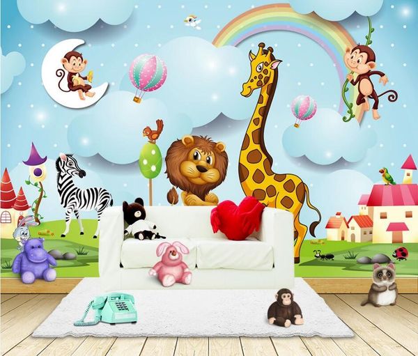 

wallpapers ainyoousem children animal rainbow clouds background wall papier peint papel de parede wallpaper 3d stickers