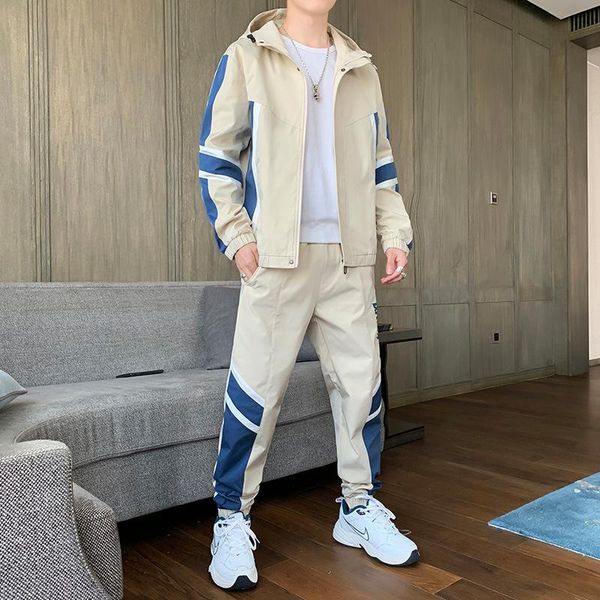 

men's tracksuits tracksuit streetwear two-piece set male hooded jacket and harem pants polyester overalls sports suit hip hop mens clot, Gray