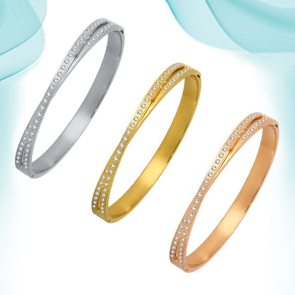 

love diamonds stainless steel bangle for women indian new trendy simple style bangles fashion jewelry zirconia stone accessories valentine&#, Black
