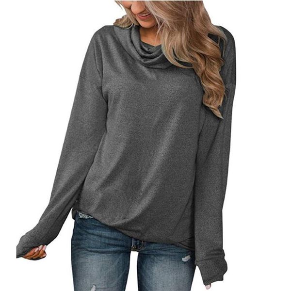 

women's t-shirt hirigin spring women long sleeve turtleneck 2021 fashion ladies casual street club homewear pullover plus size, White