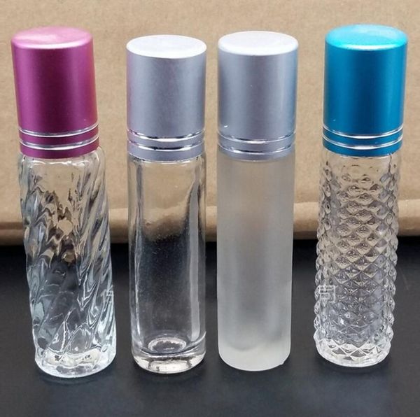 

1000pcs 5ml glass roller bottle for essential oils with five color cap roll-on bottles refillable cosmetic containers packing