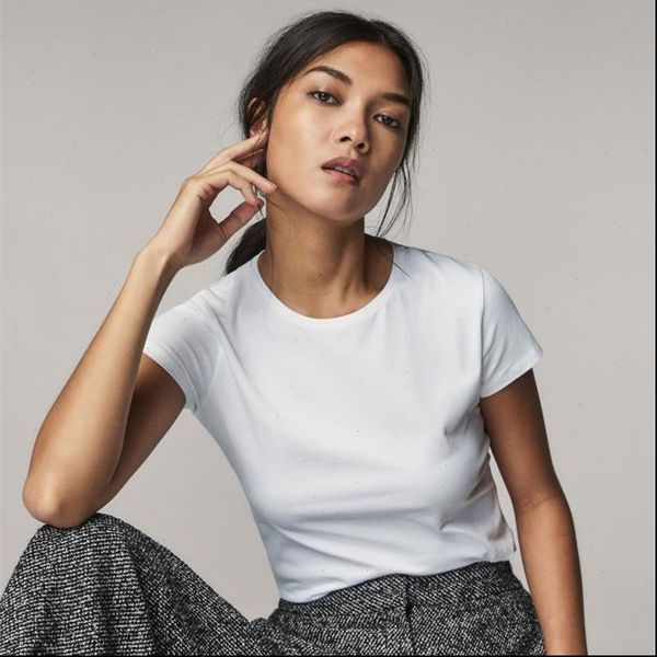 

mrmt womens t shirt brand 100% cotton shirts short sleeves solid color women for female woman tshirt, White