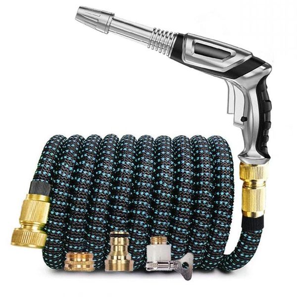 

home garden hose adjustable nozzle water gun flexible expandable tpe magic watering pipe high pressure car wash cleaning tool equipments