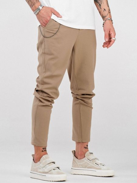 

men drawstring waist crop pants without chain p5ly#, Black