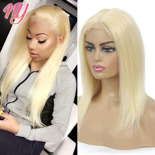 

lace wigs blonde #613 straight frontal human hair wig closure for women 26 inches 28 inch remy ny, Black;brown