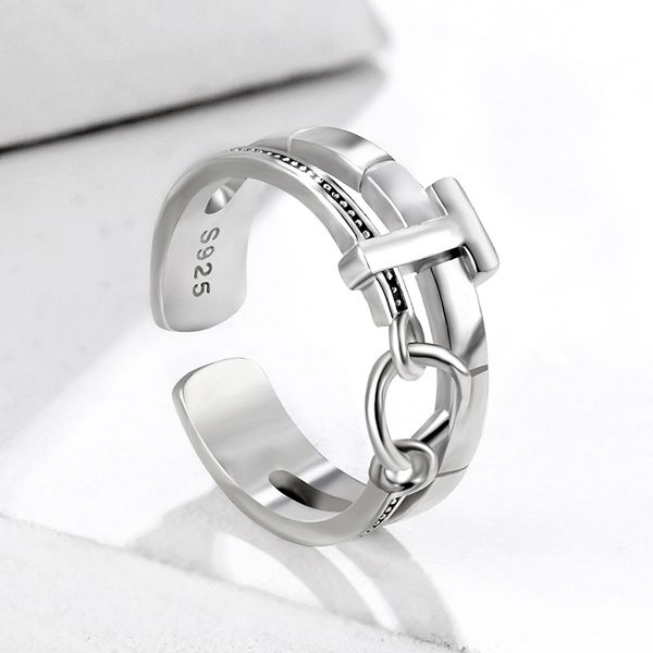 

925 sterling silver t o m rings cuff retro korean style ins wedding engagement women jewelry for lady gift with flannel bag