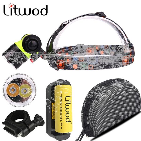 

led bulbs xm-l t6 diving headlamp 18650 battery head lamp underwater 80m headlight white & yellow color for bike light headlamps