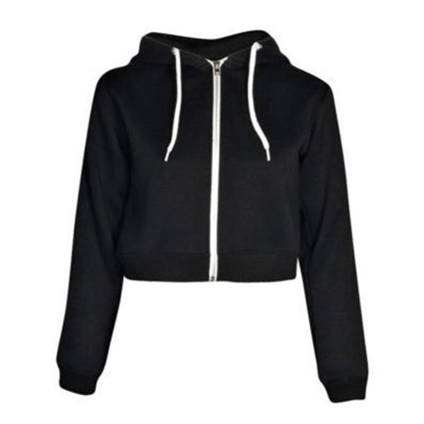 

women's hoodies & sweatshirts women crop sporting long sleeve cropped zipper harajuku short hoodied tracksuit loose casual female, Black