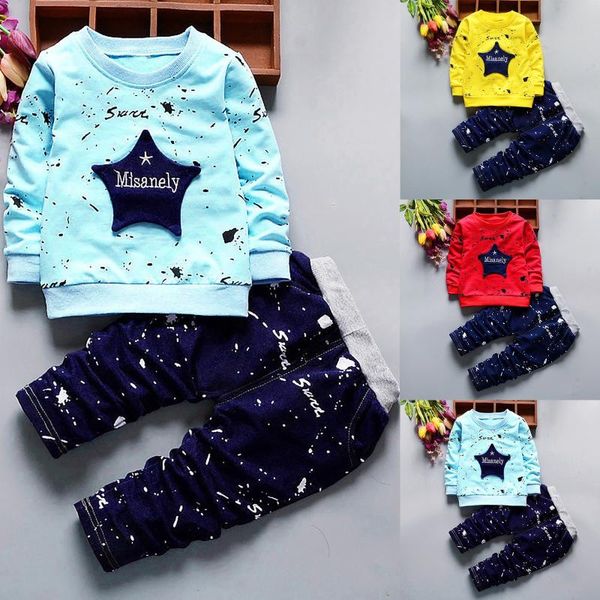 

clothing sets 2pcs/set baby boys clothes set born infant star print +pants outfits casual, White