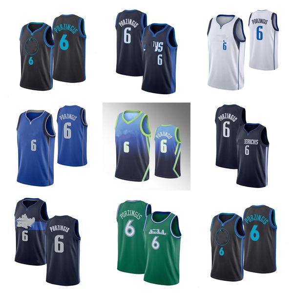 

2021-2022 stitched basketball jersey 6 kristaps porzingis, Black;red