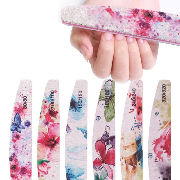 

nail files 3/5/10pcs lot file flower printed buffer colorful lime a ongle 80/100/150/180/240 professional manicure tools