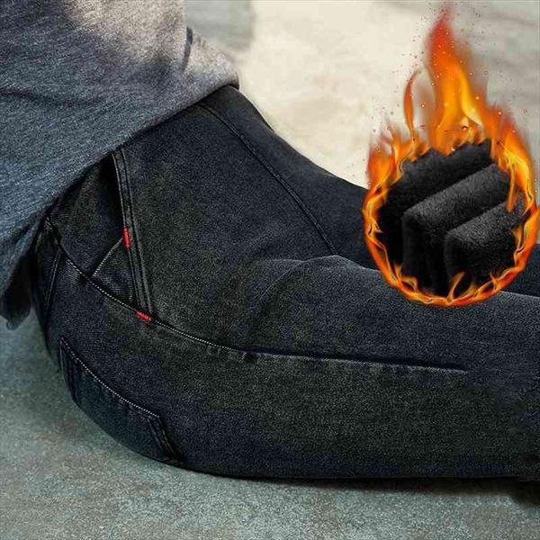 

winter jeans womens korean high waist plus velvet skinny jeans female denim streetwear thick warm winter feet pants, Blue