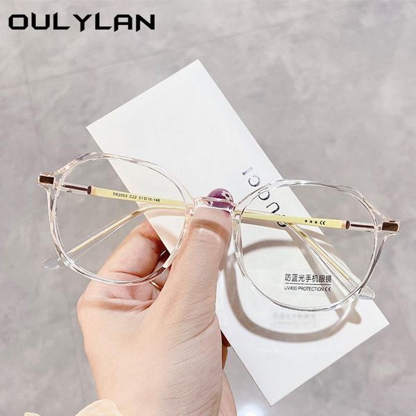 

fashion sunglasses frames oulylan anti blue light glasses frame women men vintage trend bluelight blocking spectacles optical eyewear, Black