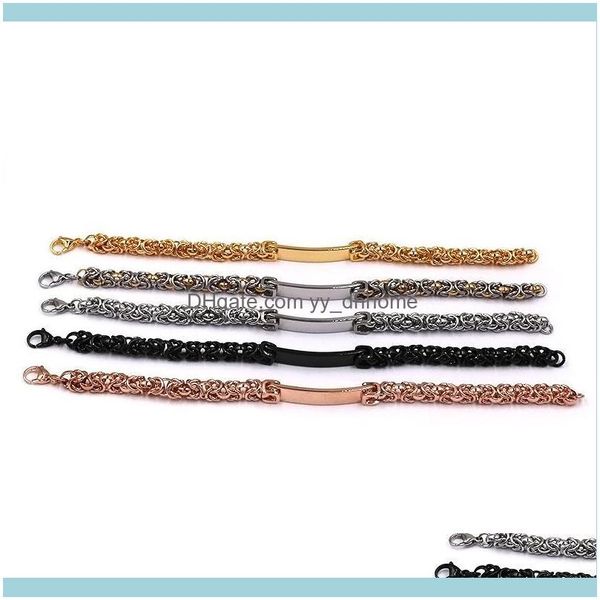 Collegamento, Bracciali Jewelrylink, Catena All'ingrosso Donna Uomo Scatola bizantina Bracciale in acciaio inossidabile Gioielli Moda 5 colori Biker Ragazze Ragazzi 35