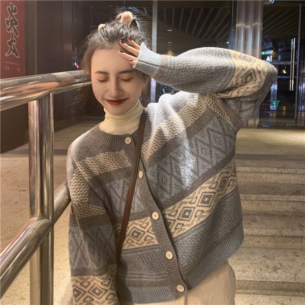 

for 20ss cardigan women fashion sweaters pull luxury design chunky knit cardigan lady's -neck button long sleeve sweater oversize s, White;black