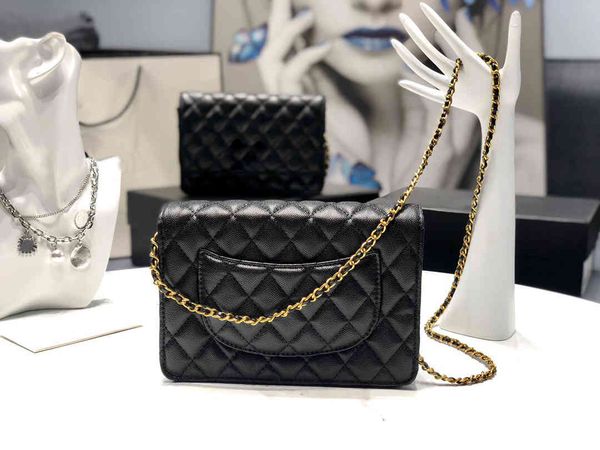

classic fashion caviar flap gold chain crossbody bags brand luxur designs women handbags genuine leather purse black samll size wallet