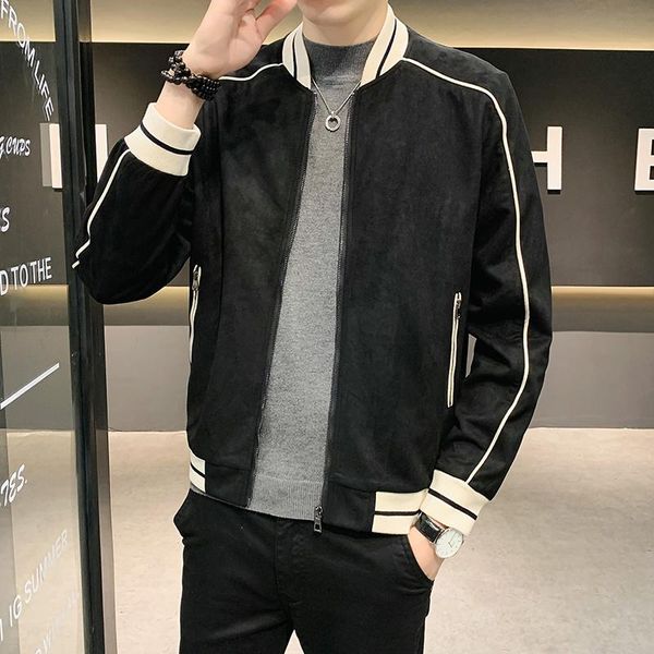 

men's jackets autumn 2022 winter men vintage casual suede bomber jacket coat fashion outfits streetwear classic pockets b478, Black;brown