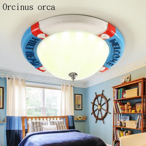 

ceiling lights mediterranean round led lamp male girl bedroom originality warmth modern simple children's room