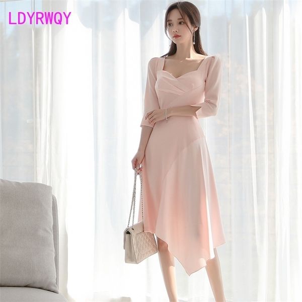 

spring and summer korean fashion elegant temperament was thin chiffon bottoming dress 210416, Black;gray