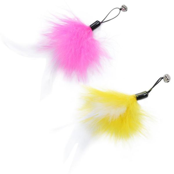 

cat toys 2pc fake feather refill replacement toy teaser wand for kitten exercise playing without stick