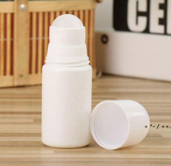 30ml 50ml rolo de plástico branco na garrafa recarregável garrafa de desodorante óleo essencial frascos de perfume recipientes cosméticos rrb14127