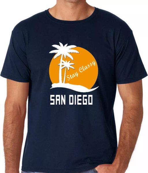 

anchorman ron bordeaux stay classy san diego film t-shirt, White;black
