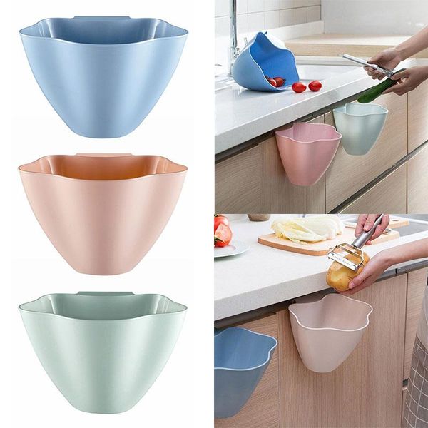 

storage bottles & jars 1pc 3 color flower shape hanging trash garbage bin kitchen cabinet door pp simple box