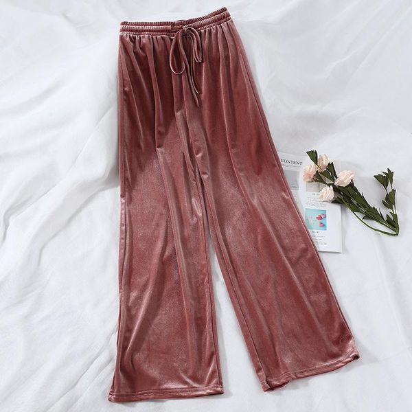 

women's pants & capris long pant 2021 autumn winter korean version high waist gold velvet pleated wide leg female rejection nine loose, Black;white