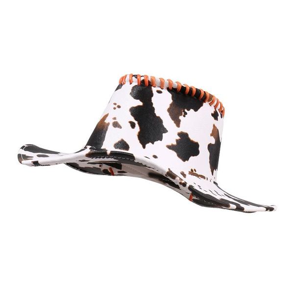 

berets cow print drawstring western cowboy hat outdoor riding warm banquet top, Blue;gray