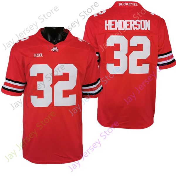 

ohio state buckeyes football jersey ncaa college treveyon henderson red size s-3xl all stitched youth men, Black;red