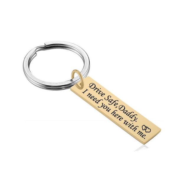 

keychains yamily 1pcs/ drive safe, daddy,i need you here with me key chain car stainless steel ring lover jewelry gift, Silver