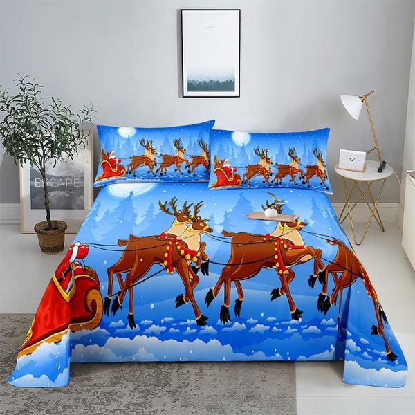 

sheets & sets elk sleigh bedding sheet home digital printing polyester bed flat with case print