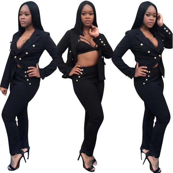 

pant selling european fashion foreign trade women black white two-color suit