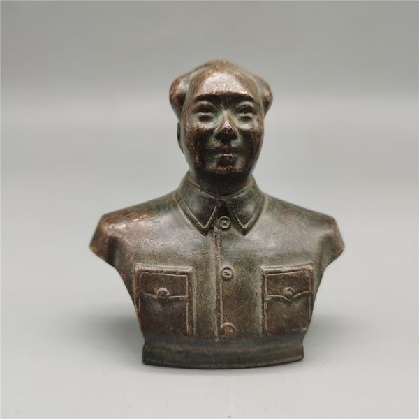 

chinese old bronze statue of pure copper chairman mao portraitstatue, Brown