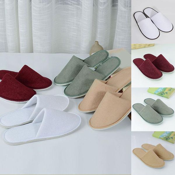 

slippers simple el travel spa portable disposable home guest indoor cotton fabric slipper, Black
