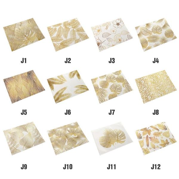 

mats & pads gold leaf placemat coffee table tablecloth cotton linen placemats single-sided printing waterproof home accessories.