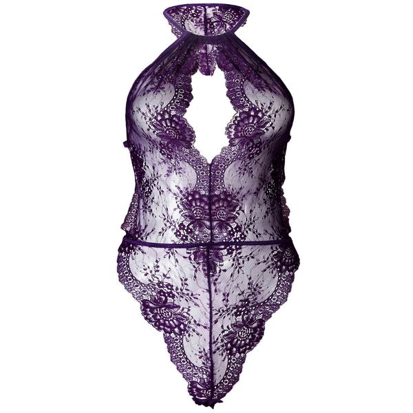 

suit purple sweet fun underwear women's lace one-piece pajamas, Black;white