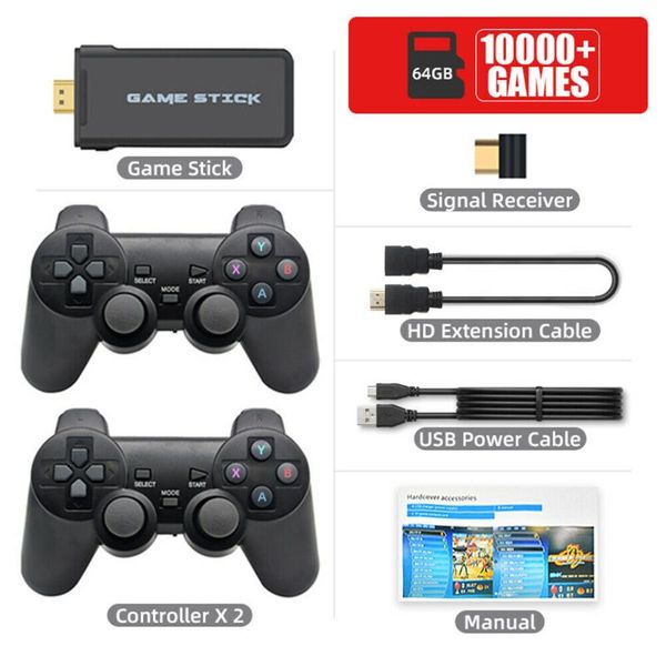 

portable game players 64g 10000 games 4k tv video console with 2.4g wireless controller support cps ps1 classic retro