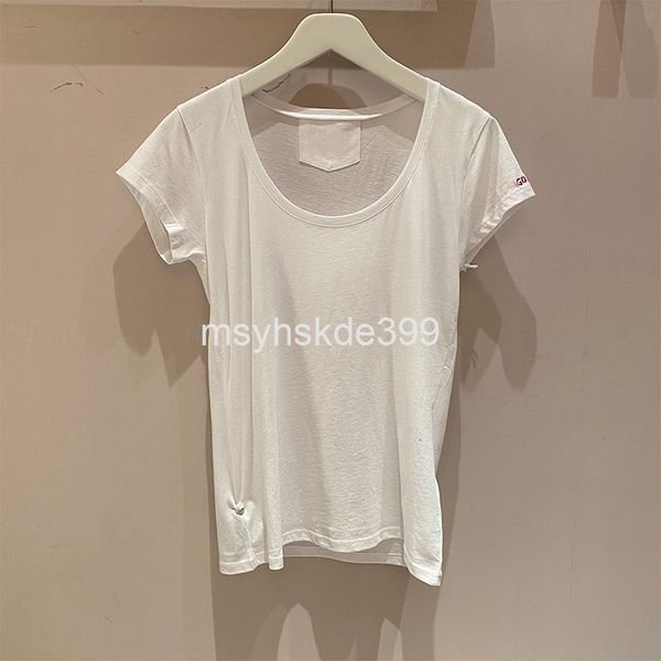 

women's t-shirt niche design spring and summer round neck versatile embroidery cotton simple slim short sleeve t-shirt women's fas, White