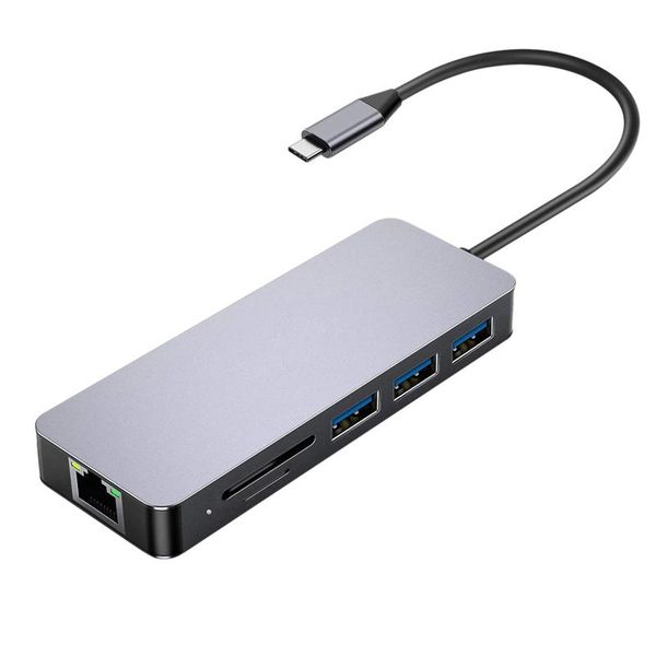 

type-c 8-in-1 docking station 4k gigabit rj45 pd charging usb3.0 support: windows me/2000/xp/vista/nt/7/8, mac stations