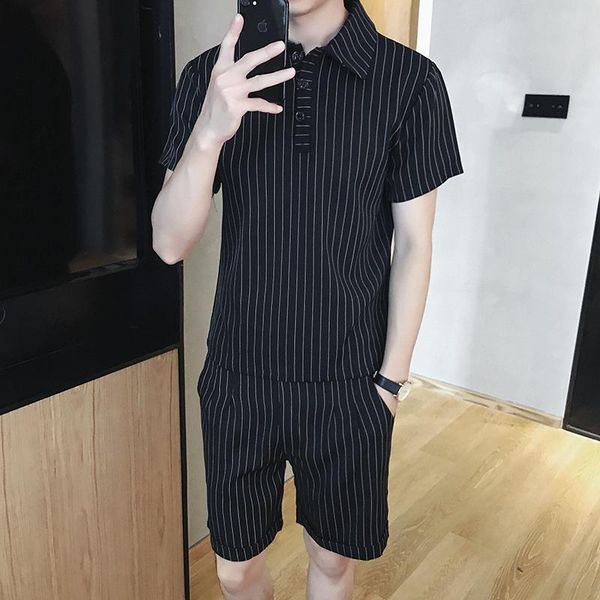 

men's tracksuits two piece set men short sleeve shirt +shorts 2021 causal sportswear trousers 4xl, Gray