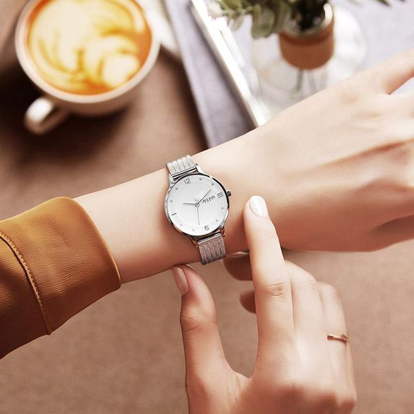 

julius simple thin lady women's watch japan quartz elegant fashion hours stainless bracelet chain girl's birthday gift box wristwa, Slivery;brown