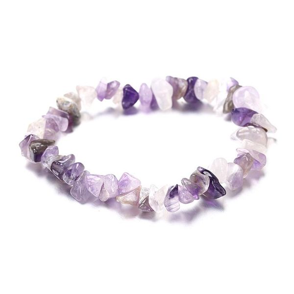 

link, chain natural crystal crushed stone bracelet colorful elastic, Black