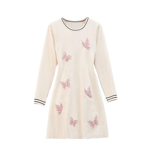 

casual dresses yuzacdwx 2021 autumn big yards dress fashion embroidery flowers long knit graceful female spring, Black;gray