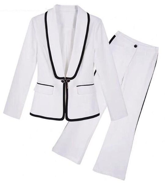 

white jacket+pants women business pantsuits suits formal ladies pant office uniform style female trouser pantsuit women's two piece pan