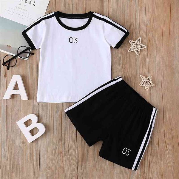 

summer infant rompers baby boy clothes short sleeve o neck patchwork t-shirt shorts girls costume 210629, White